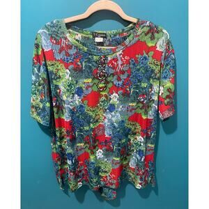 XXL Multi Color Short Sleeve Top and Pants Set